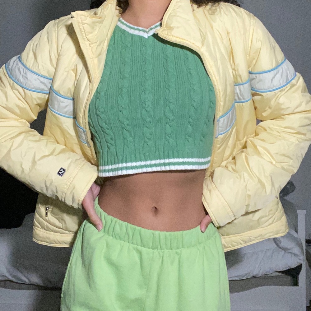 abercrombie and fitch yellow puffer jacket